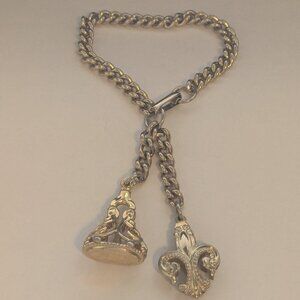 Vintage Gold tone Fleur de Lis Bell Ornamental Charm Bracelet